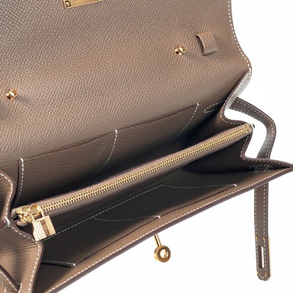 Hermes Kelly To Go Etoupe Epsom Leather GHW Wallet - Picture 11 of 14